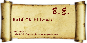 Belák Elizeus névjegykártya